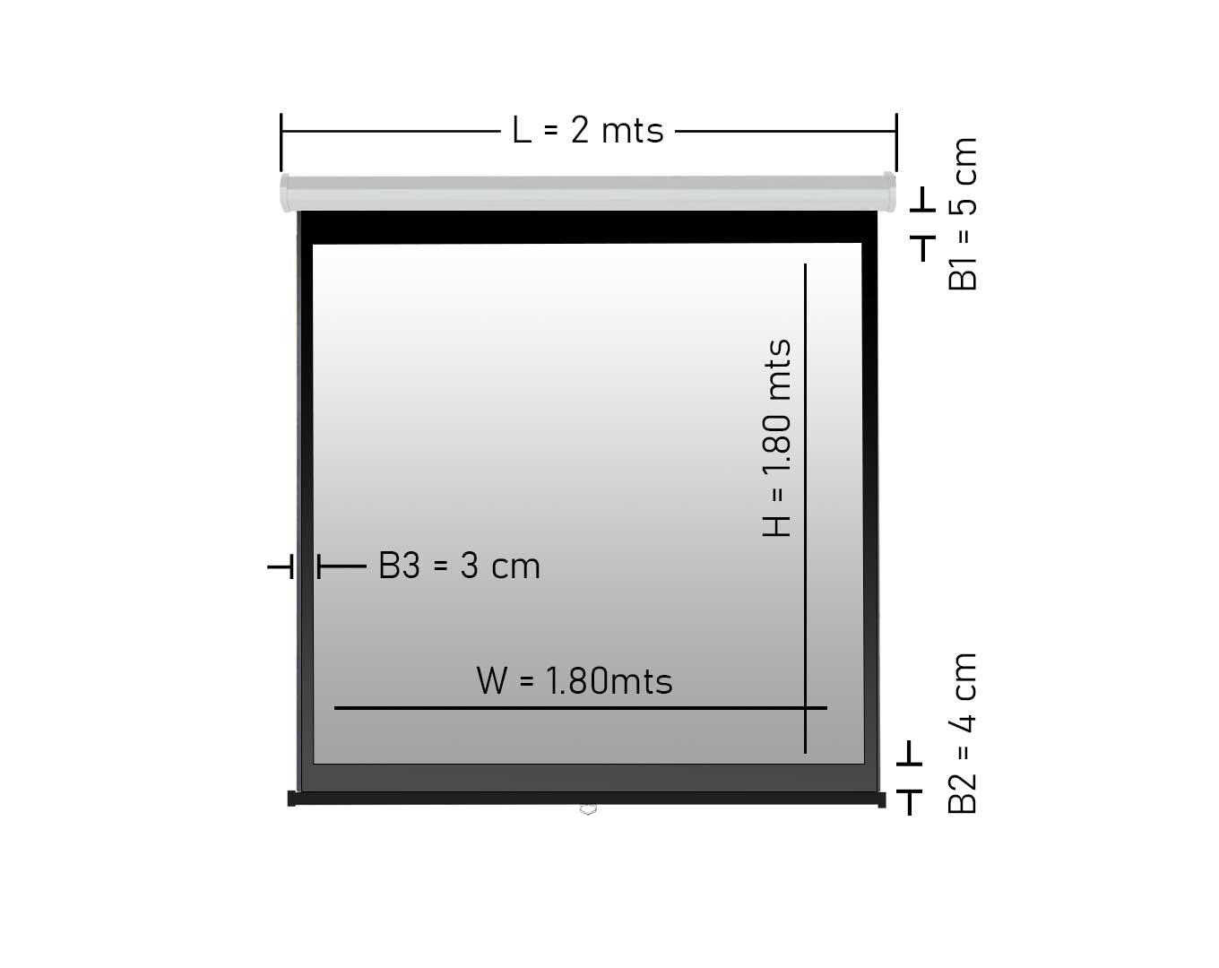 TELON ELECTRICO PREMIUM 1,80 X 1,80 (100") C/R, MOTOR TUBULAR, TELA FIBRA DE VIDRIO 1:1