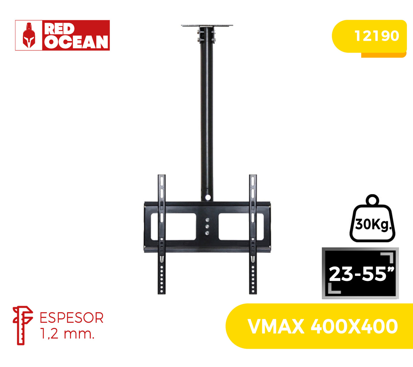 SOPORTE PARA TV TECHO 23-55", 55-110CM, 30°, VMAX 400X400, 30KG, REDOCEAN