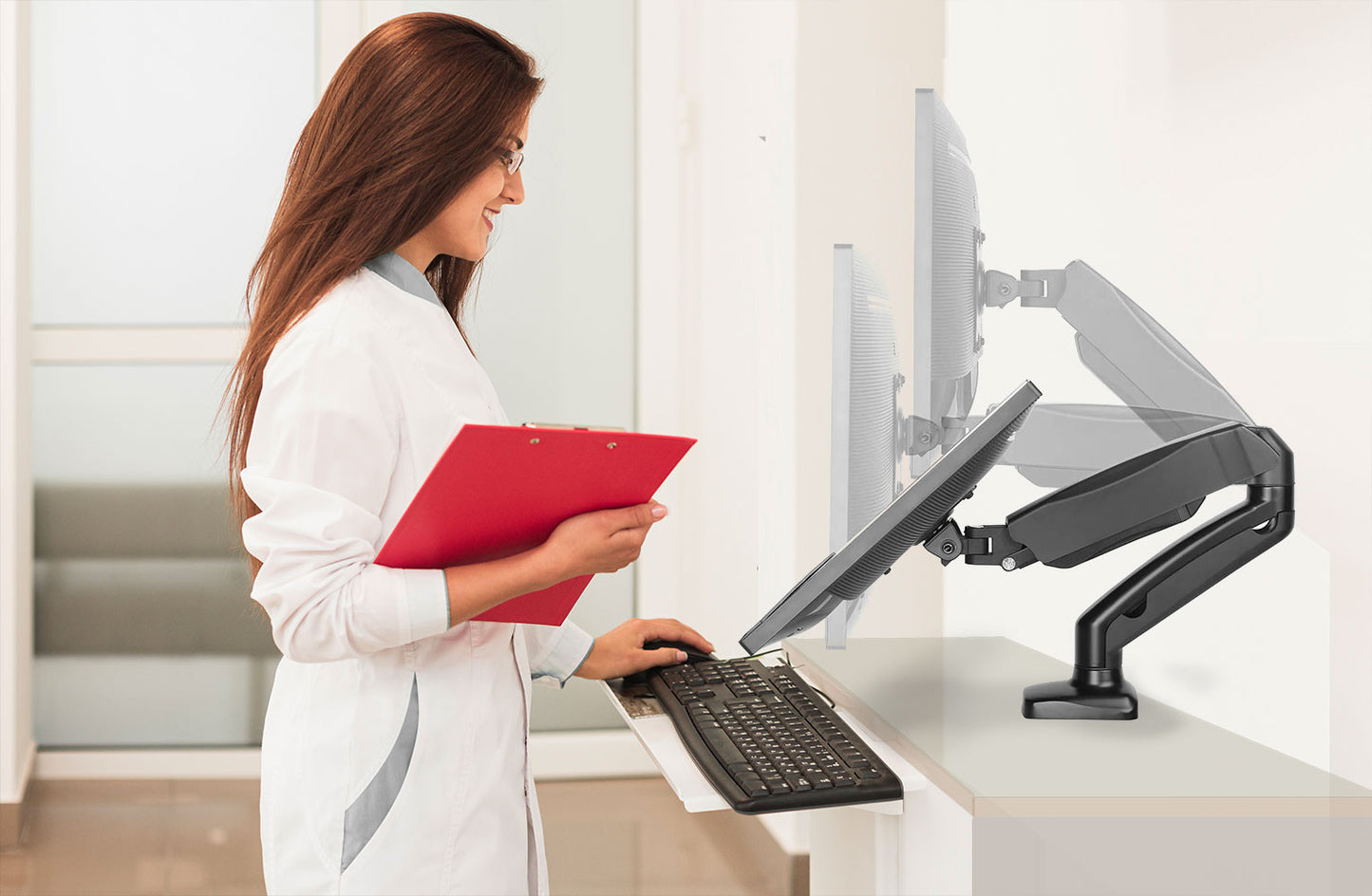 SOPORTE ERGONOMICO LCD MESA 1 BRAZO, 13-27', GIRO 180°, VESA 100X100