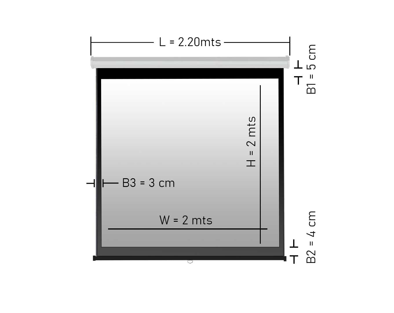 TELON ELECTRICO PREMIUM 2,00 X 2,00 (112") C/R, MOTOR TUBULAR, TELA FIBRA DE VIDRIO 1:1