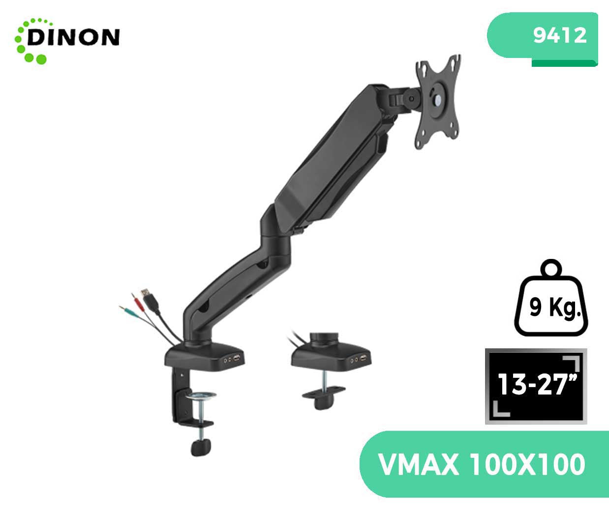 SOPORTE ERGONOMICO LCD MESA 1 BRAZO, 13-27', GIRO 180°, VESA 100X100