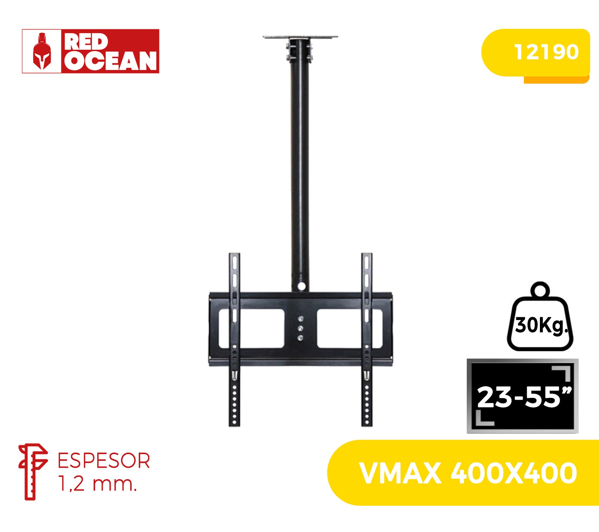 SOPORTE PARA TV TECHO 23-55", 55-110CM, 30°, VMAX 400X400, 30KG, REDOCEAN