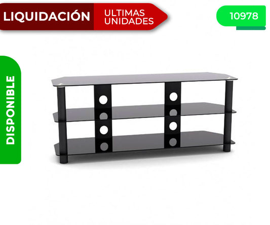 RACK CON TRES BANDEJAS DE VIDRIO TEMPLADO PARA LCD/LED HASTA 50 PULGADAS Y 40KG. DINON