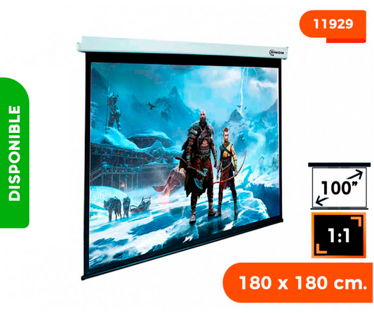 TELON ELECTRICO PREMIUM 1,80 X 1,80 (100") C/R, MOTOR TUBULAR, TELA FIBRA DE VIDRIO 1:1