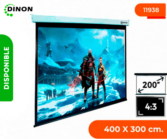 TELON ELECTRICO  PREMIUM 4,00 X 3,00 (200") C/R, MOTOR TUBULAR, TELA FIBRA DE VIDRIO 4:3